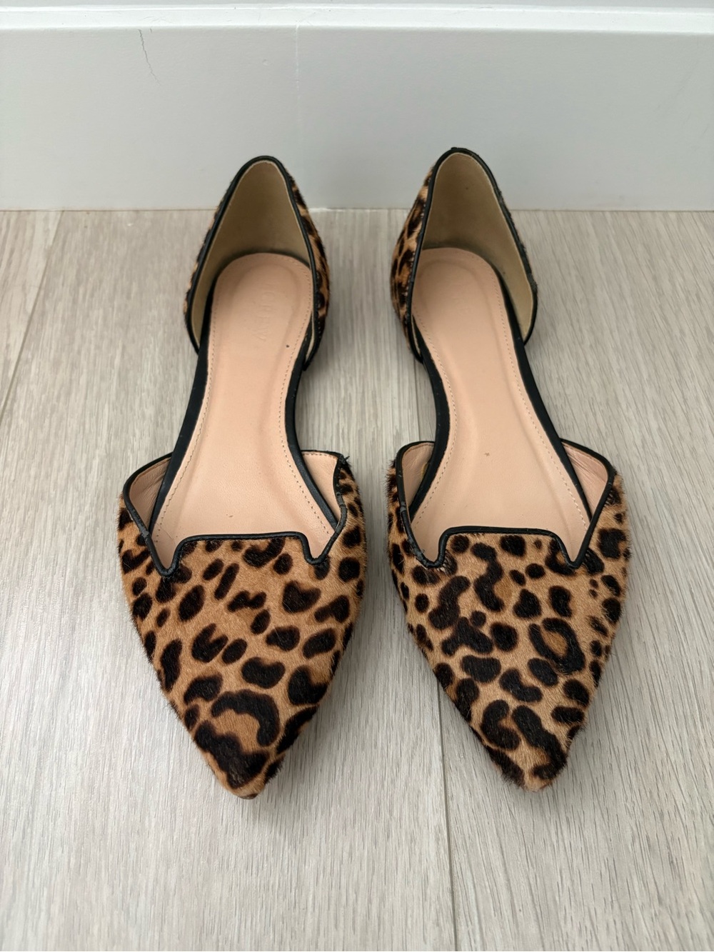 J. Crew Leopard Print Pointed Toe D'Orsay Flats Size 7.5